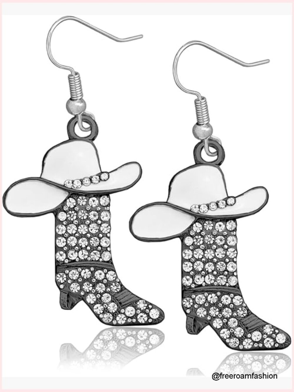 Cowgirl Rhinestone Boot Hat Earrings Drop Dangle Western Jewelry